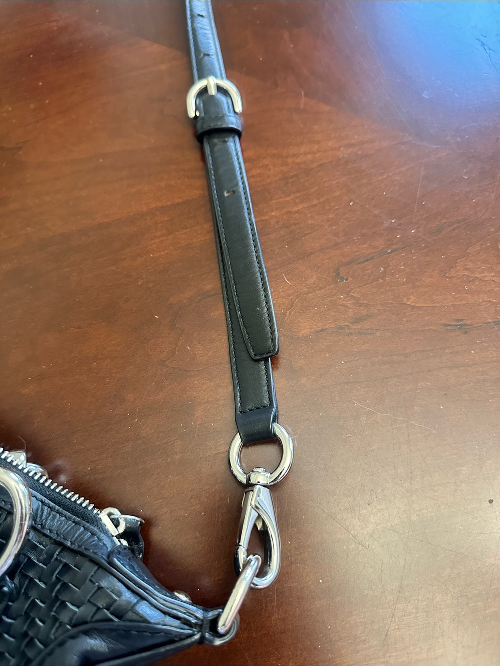 Coach Black Woven Leather Shoulder Bag with Silver Hardware Kristen - Picture 8 of 16